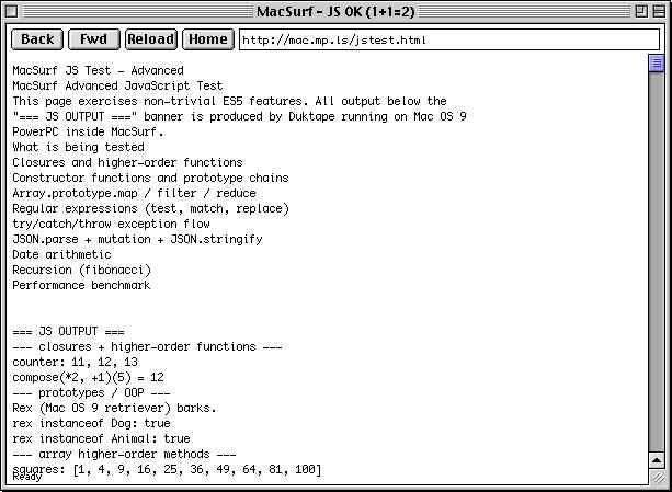Advanced ES5 features running on Mac OS 9